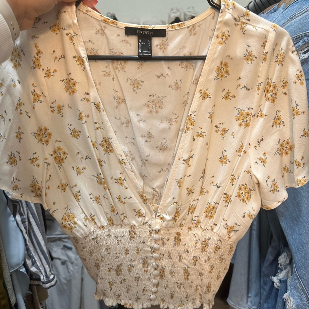 Forever 21 Yellow Floral Blouse